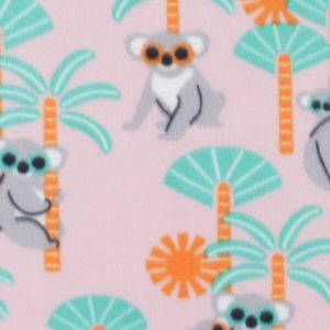 Koalas Palm Trees On Pink Blizzard Prints Fleece Fabric