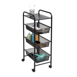 Honey Can Do 12.5 x 35.5 Black Metal Mesh 3 Drawer Storage Cart