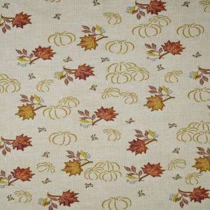 White Sketched Pumpkins Cotton Fabric