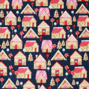Christmas Gingerbread on Blue Anti Pill Fleece Fabric