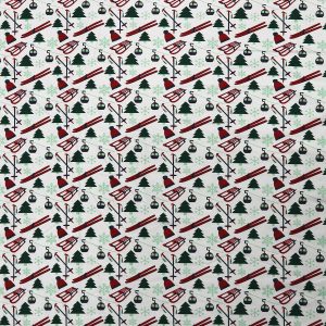 White Ski Icons Super Snuggle Flannel Fabric