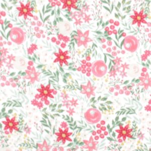 Christmas Floral on White Anti Pill Fleece Fabric