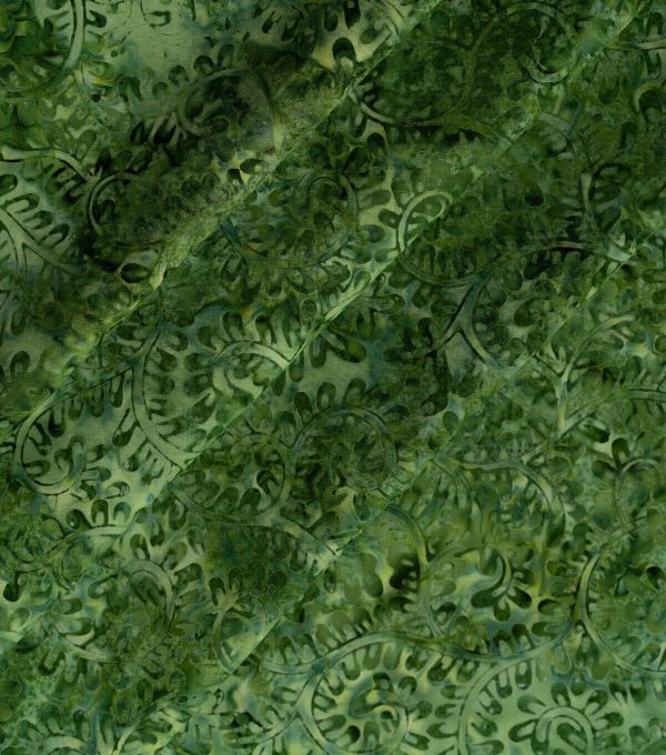 Olive Green Swirls Batik Cotton Fabric - Image 3