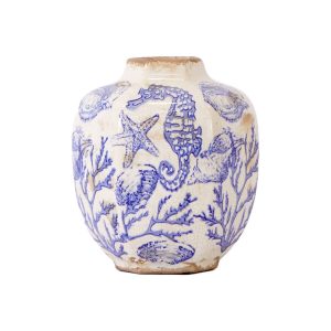 Nearly Natural 8.5 Nautical Ceramic Decorative Vase