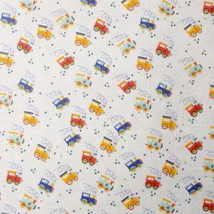 Choo Choo Trains on White Super Snuggle Flannel Fabric