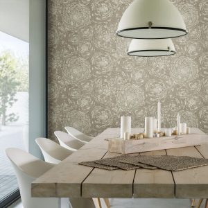 RoomMates 20.5 x 16.5  Beige Zen Dahlia Peel   Stick Wallpaper