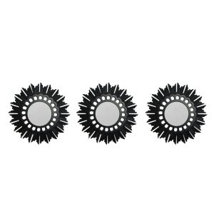 Northlight Set of 3 Floral Sunburst Matte Black Round Mirrors 9.5