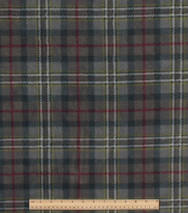Olive Plaid Anti Pill Fleece Fabric - Image 2