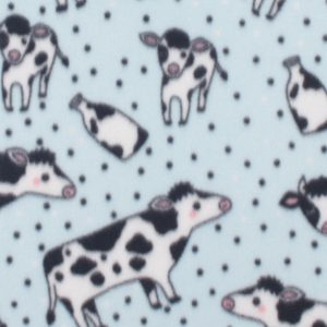 Cows With Milk on Blue Blizzard Fleece Fabric