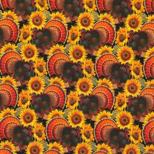 Fabric Traditions Turkeys And Sunflowers Harvest Cotton Fabric