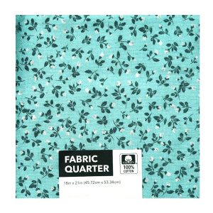 18 x 21 Floral on Teal Cotton Fabric Quarter by Keepsake Calico