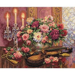 Dimensions 16 x 13 Romantic Floral Counted Cross Stitch Kit