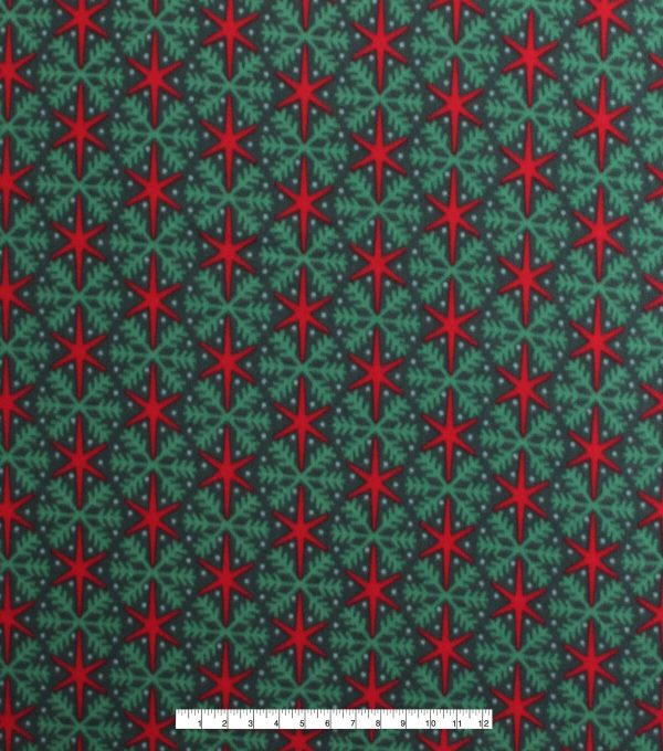Red   Green Snowflakes Blizzard Fleece Fabric - Image 2