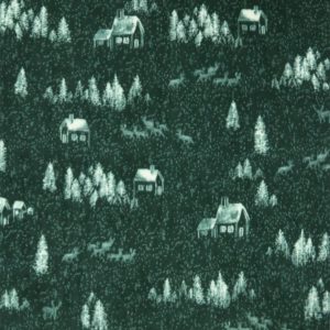 Green Home in the Forest Anti Pill Fleece Fabric
