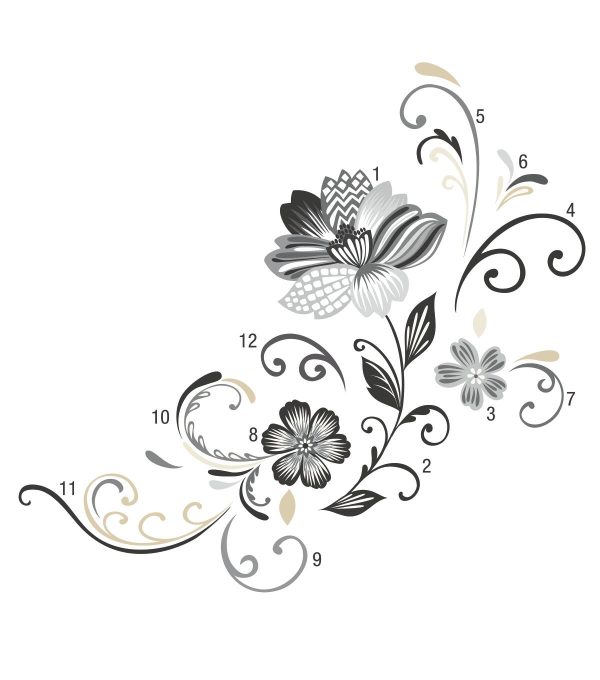 RoomMates Wall Decals Black   White Flower