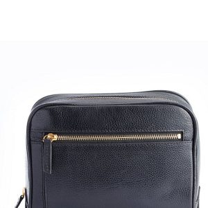 Pebbled Leather Zip Toiletry Travel Bag
