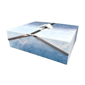 9.5 Geometrics Blue Rectangle Box With Double Door Lid by Hudson 43