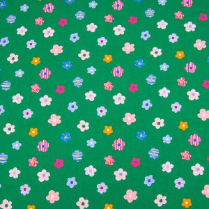 POP! Textured Flowers On Green Novelty Cotton Fabric