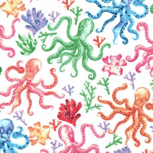 Octopus Multi Super Snuggle Flannel Fabric - 1