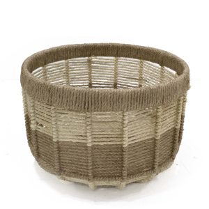 12 Natutal Striped Woven Jute Basket by Place   Time