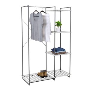Honey Can Do 68 Gray Metal Freestanding Open Closet With 4 Shelves