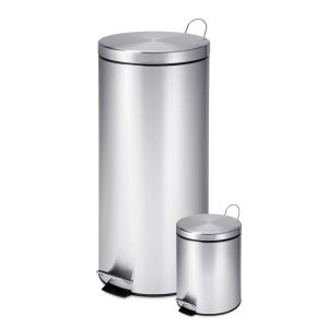 Honey Can Do 2ct Silver Stainless Steel 30L   3L Step Trash Cans