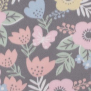 Tulips With Butterflies on Gray Blizzard Fleece Fabric