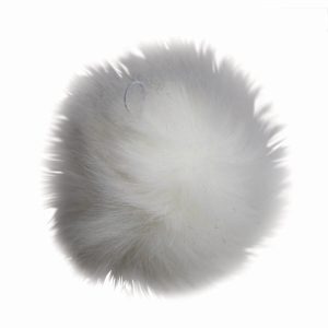 5  White   Black Faux Fur Pom by K+C