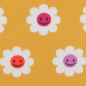 Smiley Face Flowers Blizzard Prints Fleece Fabric