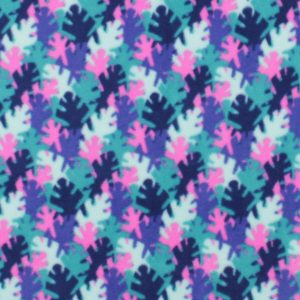 Purple All Over Leaf Anti Pill Plush Fleece Fabric