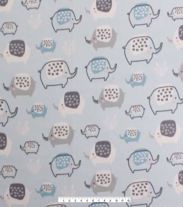 Baby Blue Elephant Blizzard Fleece Fabric - Image 2
