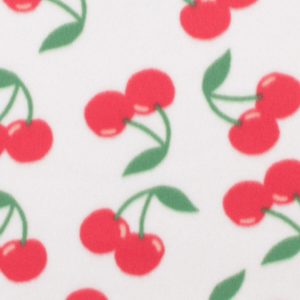 Cherries on White Blizzard Fleece Fabric