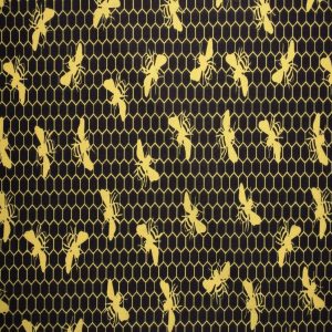 Bees on Black Honeycomb Quilt Cotton Fabric by Quilter s Showcase