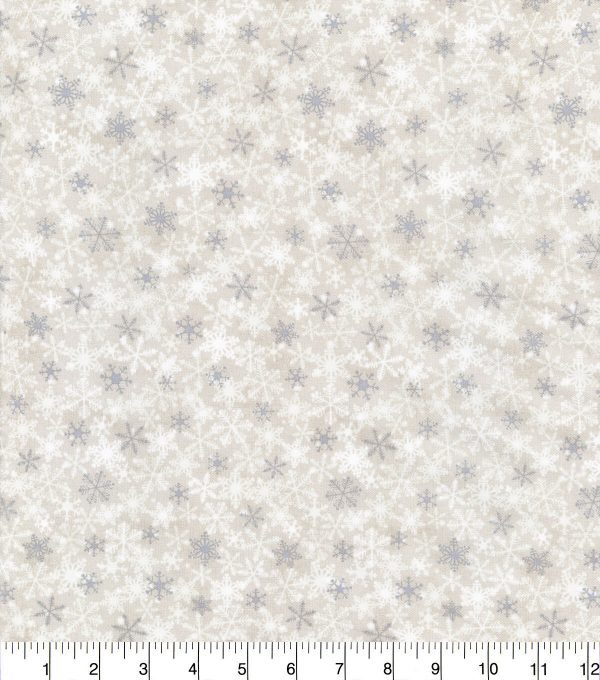 White Packed Snowflakes Christmas Cotton Fabric - Image 2