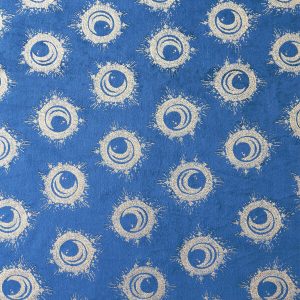 Metallic Moon Circles on Blue Pure Plush Fleece Fabric