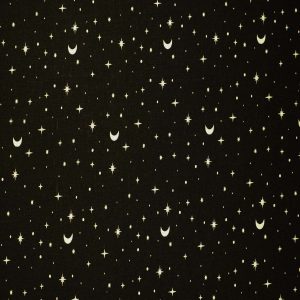 Stars   Moons on Black Cotton Fabric by Quilter s Showcase