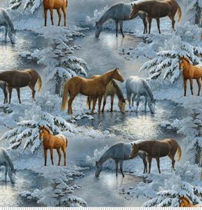 White   Brown Crystal Glenn Novelty Cotton Fabric
