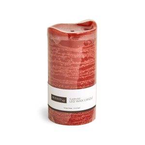 Flameless Pomegranate Scented LED Rustic Pillar Candle 3 x6  Currant