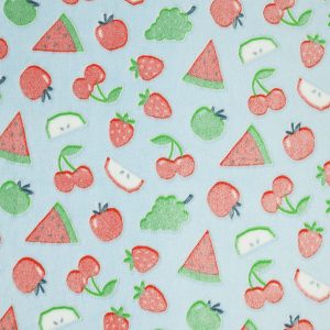 Embossed Fruit On Blue Sew Lush Fleece Fabric