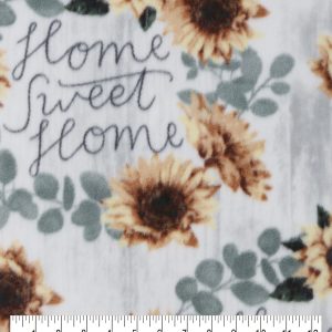 Home Sweet Home   Sunflowers Anti Pill Fleece Fabric