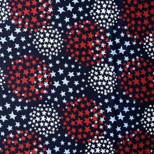 Star Circles Red White On Navy Patriotic Print Cotton Fabric