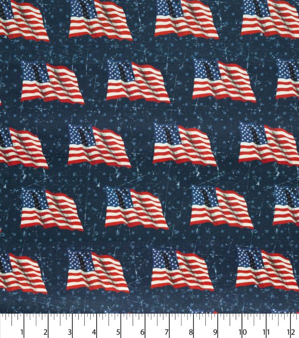 US Flag Patriotic Cotton Fabric - Image 2