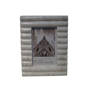 4 x 6 White Rippled Marble Tabletop Picture Frame by Place   Time