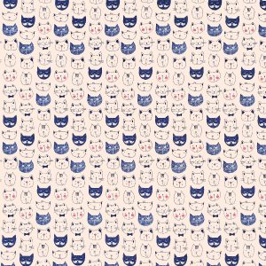 Super Snuggle Cat Face Doodles Flannel Fabric