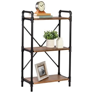 Honey Can Do 3 Tier Industrial Bookshelf Black
