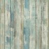 RoomMates Distressed Wood Blue Peelable Wallpaper