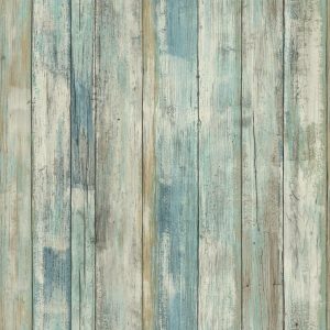 RoomMates Distressed Wood Blue Peelable Wallpaper