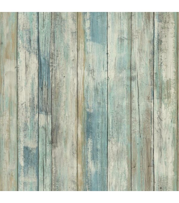 RoomMates Distressed Wood Blue Peelable Wallpaper