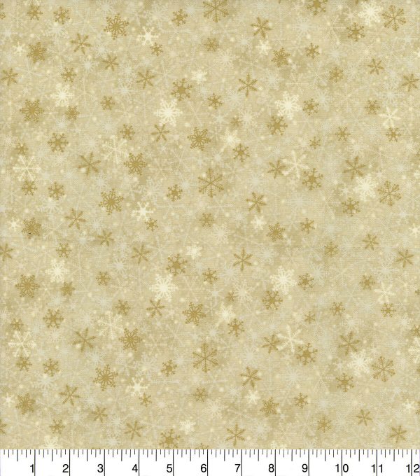 Brown Packed Snowflakes Christmas Cotton Fabric - Image 2