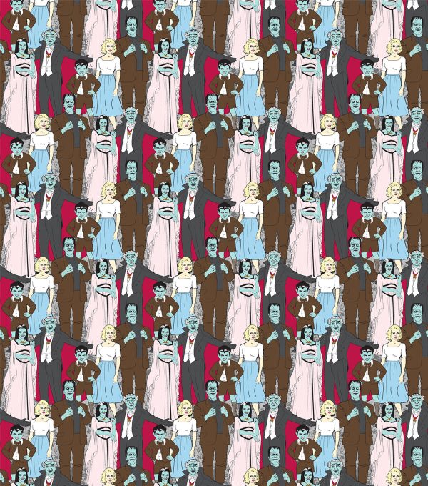 Munsters Cast Packed Halloween Cotton Fabric - Image 2